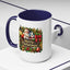 Christmas Mug - Merry Christmas Cream Text Santa Ok Light Bow Ornaments