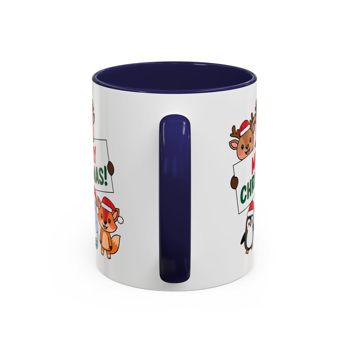 Christmas - Merry Christmas Red & Green Text Reindeer Penguin Bear Fox