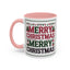 Christmas Mug - Merry Christmas Red Green & Black Text Trees Presents
