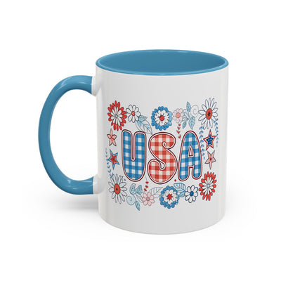 4th of July Mug - USA Preppy Floral