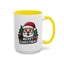 Christmas Mug - Merry Christmas White & Black Text Santa Trees Presents
