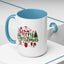 Christmas Mug - Merry Christmas Red & Green Text Santa Reindeer Tree Sleigh Ornaments
