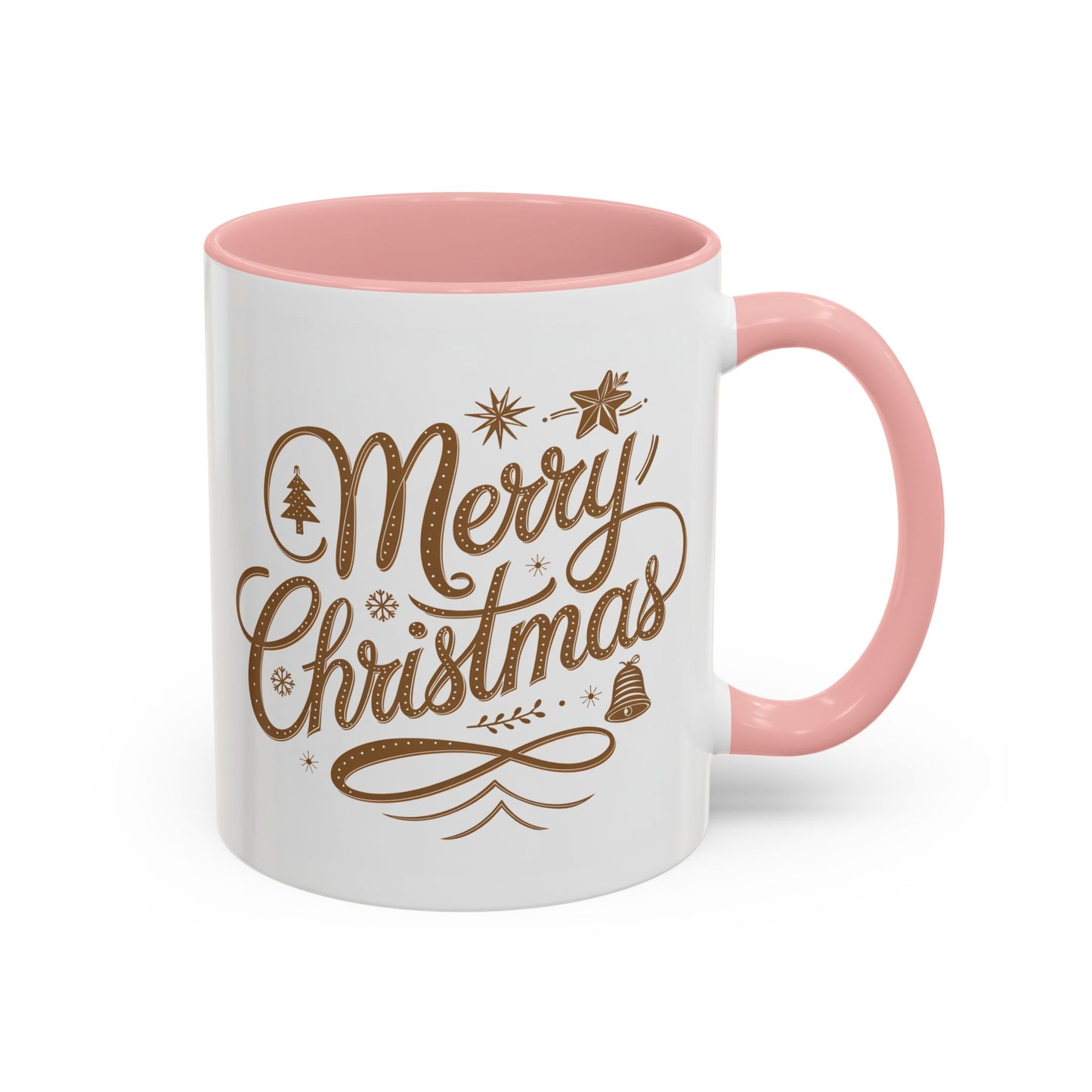 Christmas Mug - Merry Christmas Gold Text Tree Star Ornaments