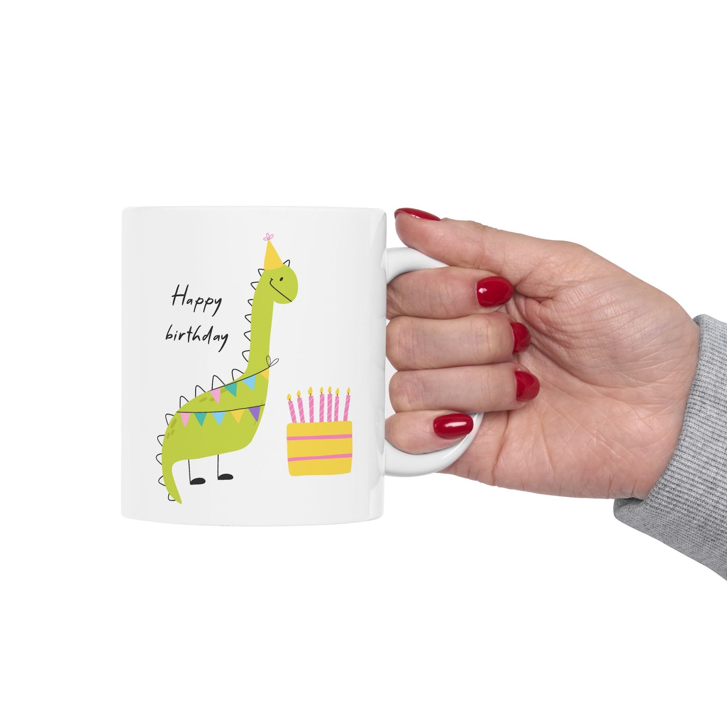 Birthday Mug - Happy Birthday Dinosaur Cake