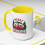 Christmas Mug - Merry Christmas Maroon Text Camper Trees