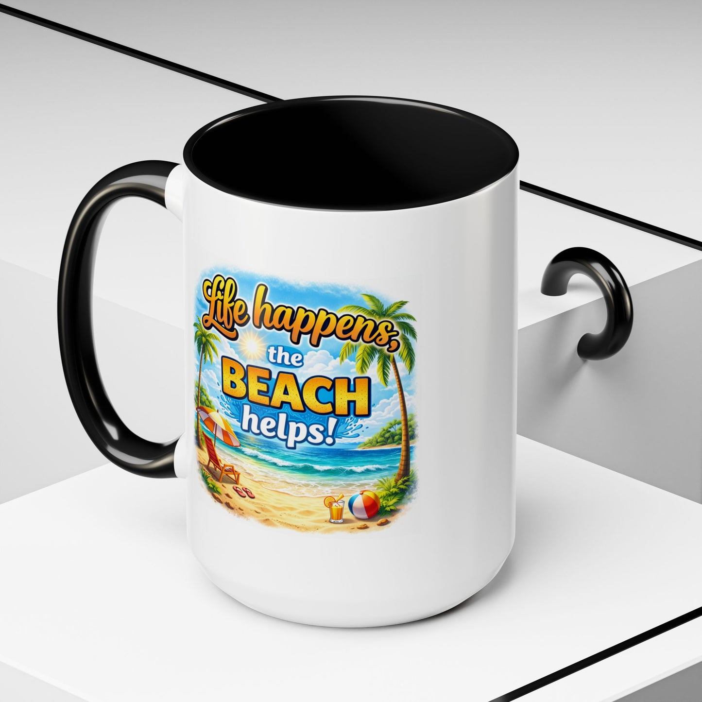 Humor Mug - Life Happens the beach Helps