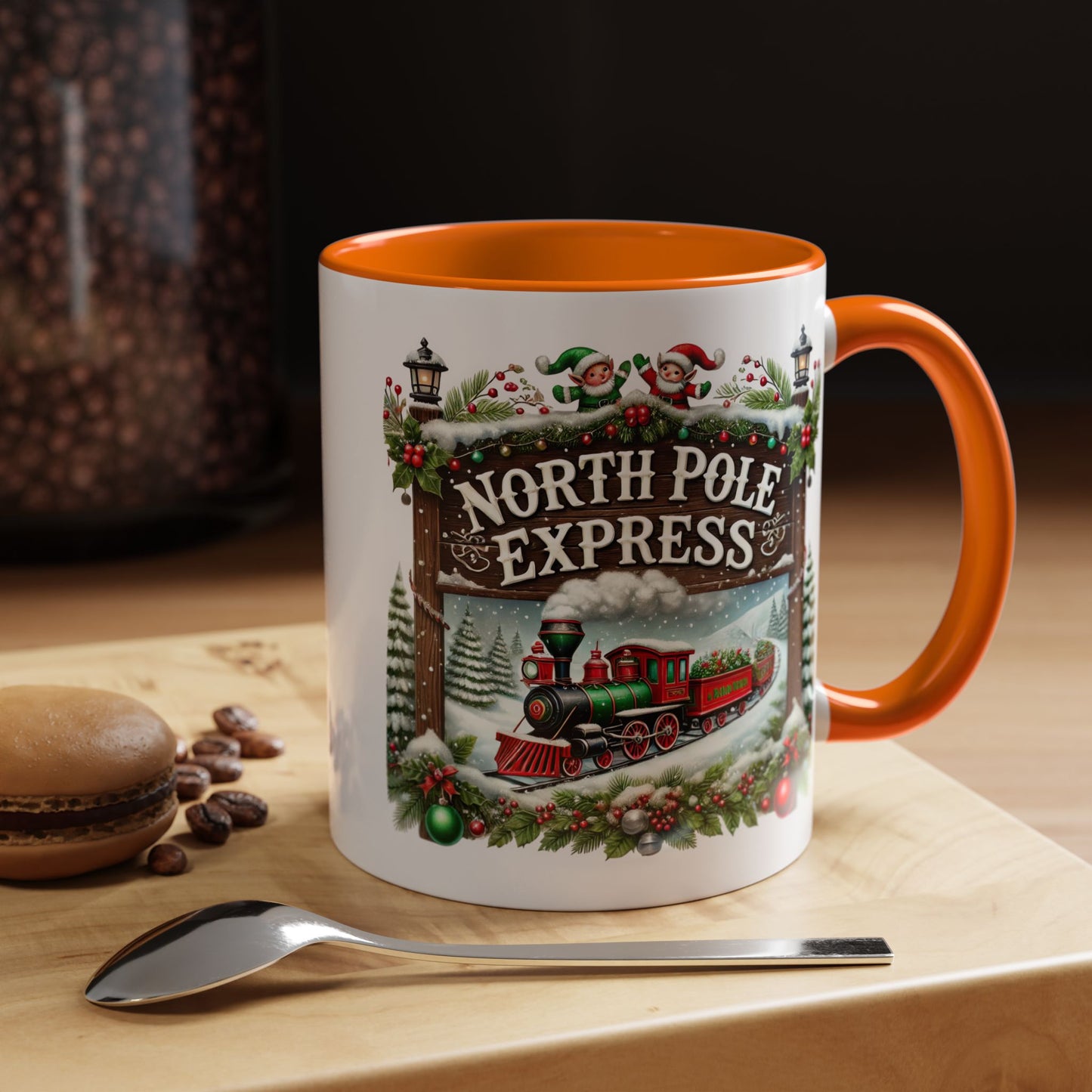 Christmas Mug - North Pole Express Steam Locomotive Decorations