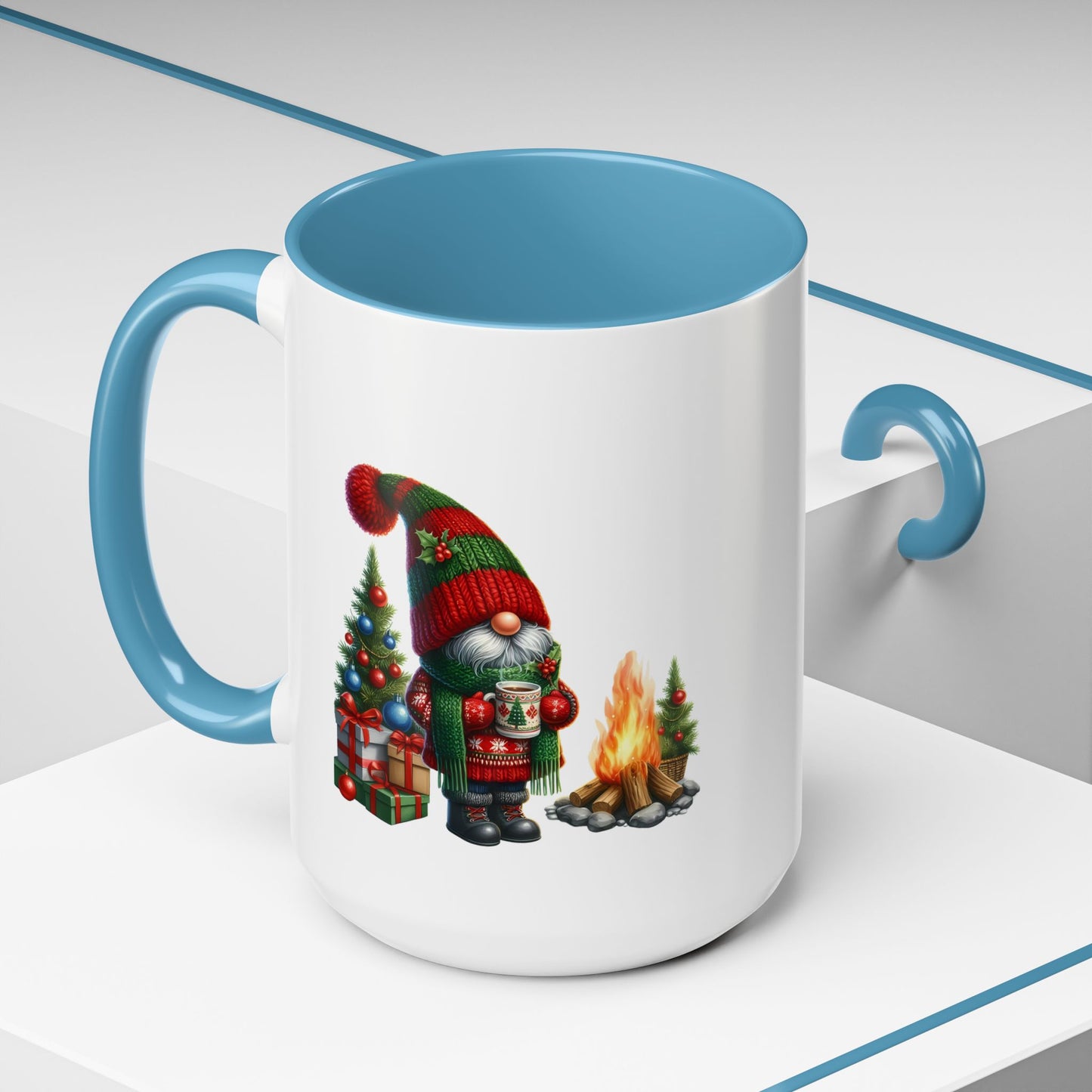 Christmas Mug - Gnome Presents and Fire