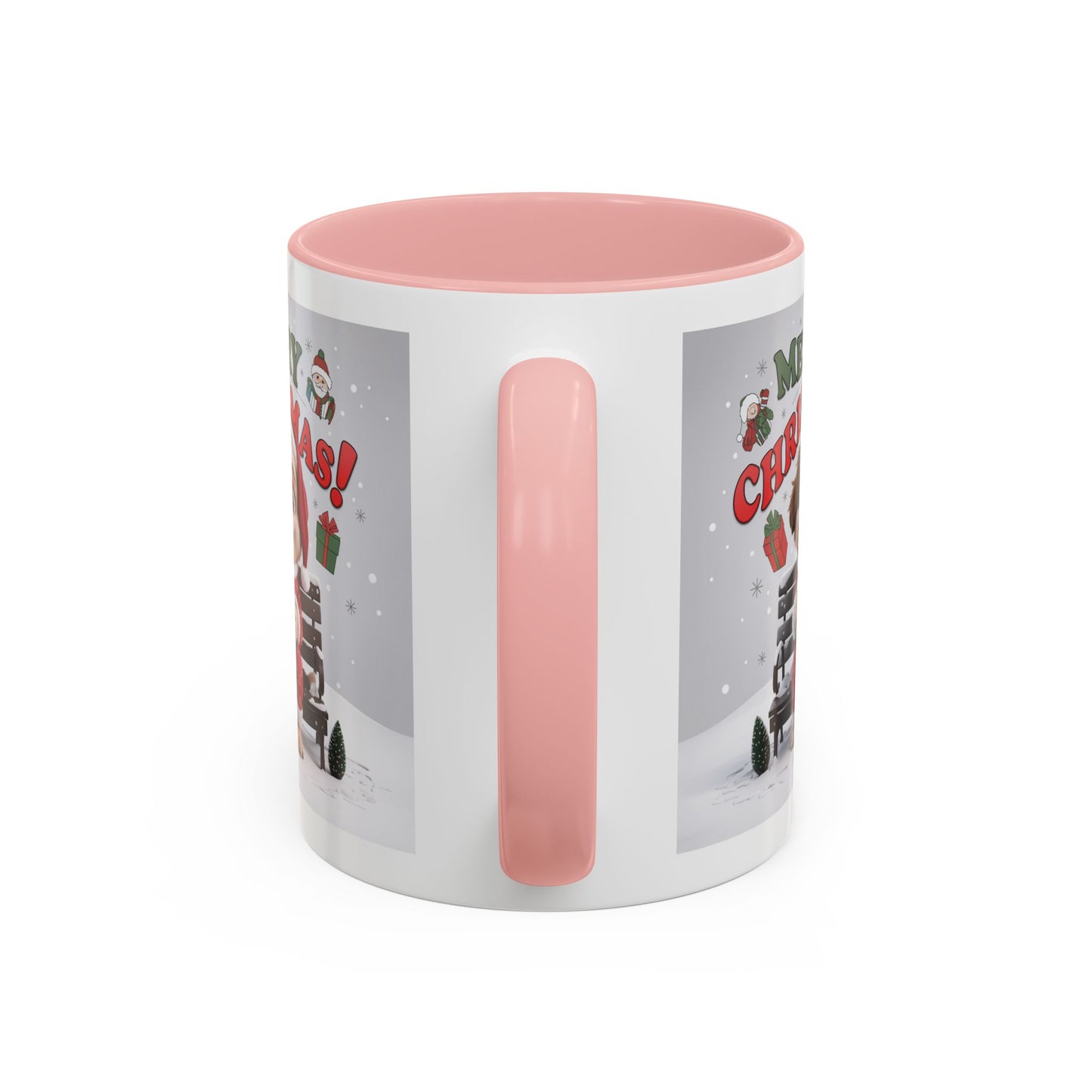 Christmas Mug - Merry Christmas Red Text Puppy Red Top