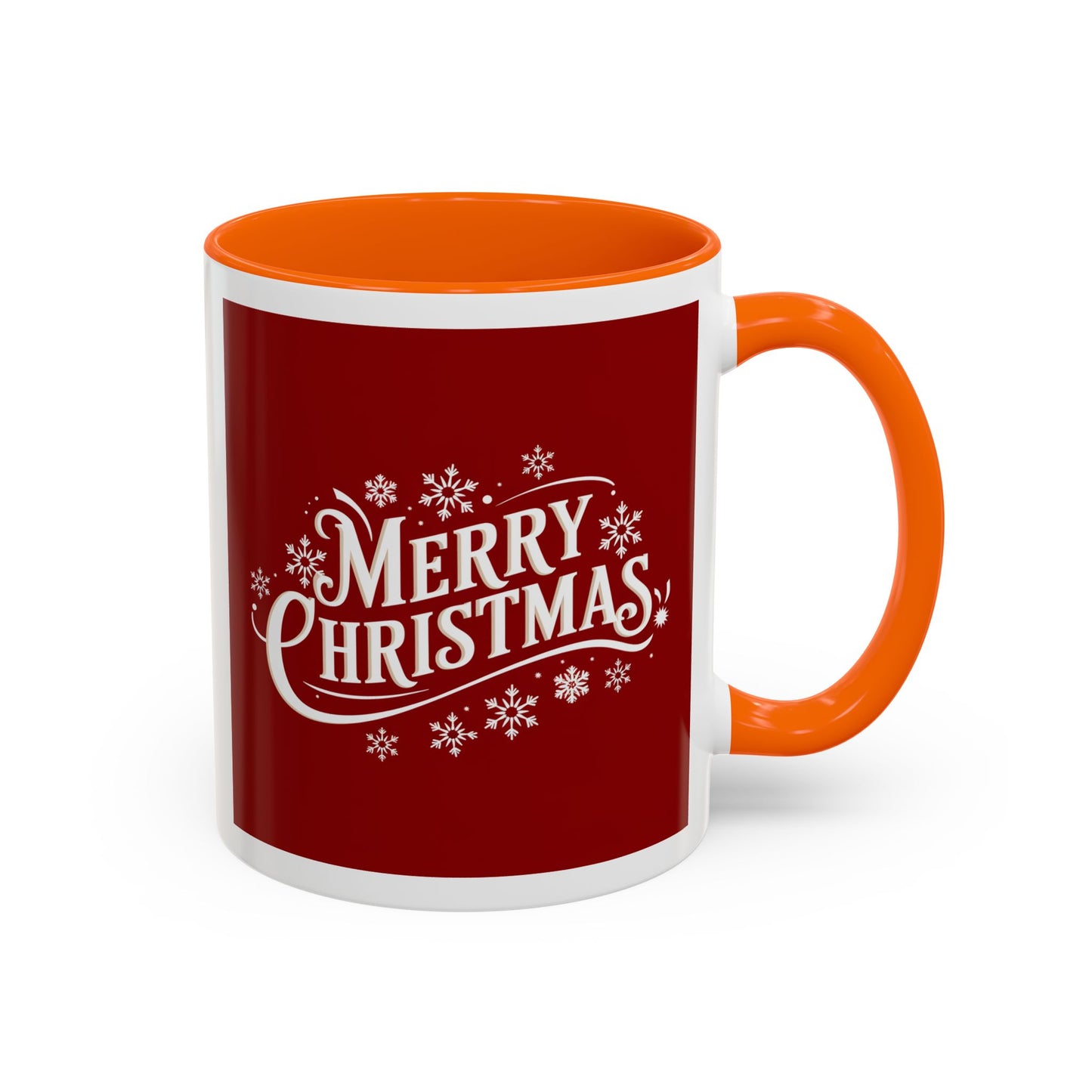Christmas Mug - Merry Christmas White Text Maroon Background