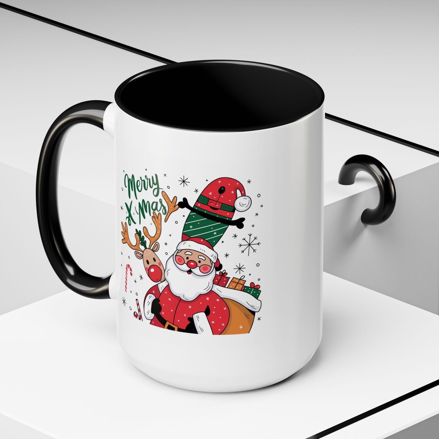 Christmas Mug - Merry Xmas Santa Reindeer