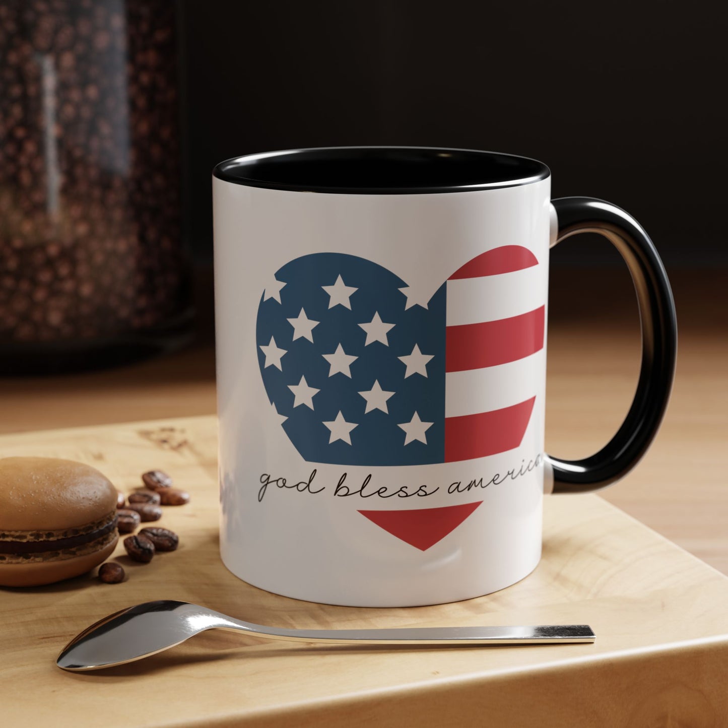 4th of July Mug - God Bless America Flag Heart
