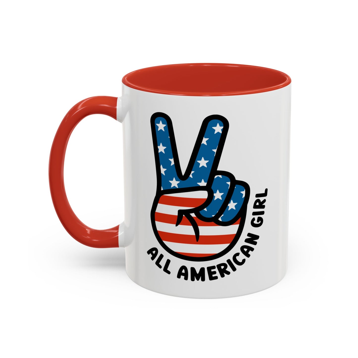 4th of July Mug - All American Girl Peace Sign