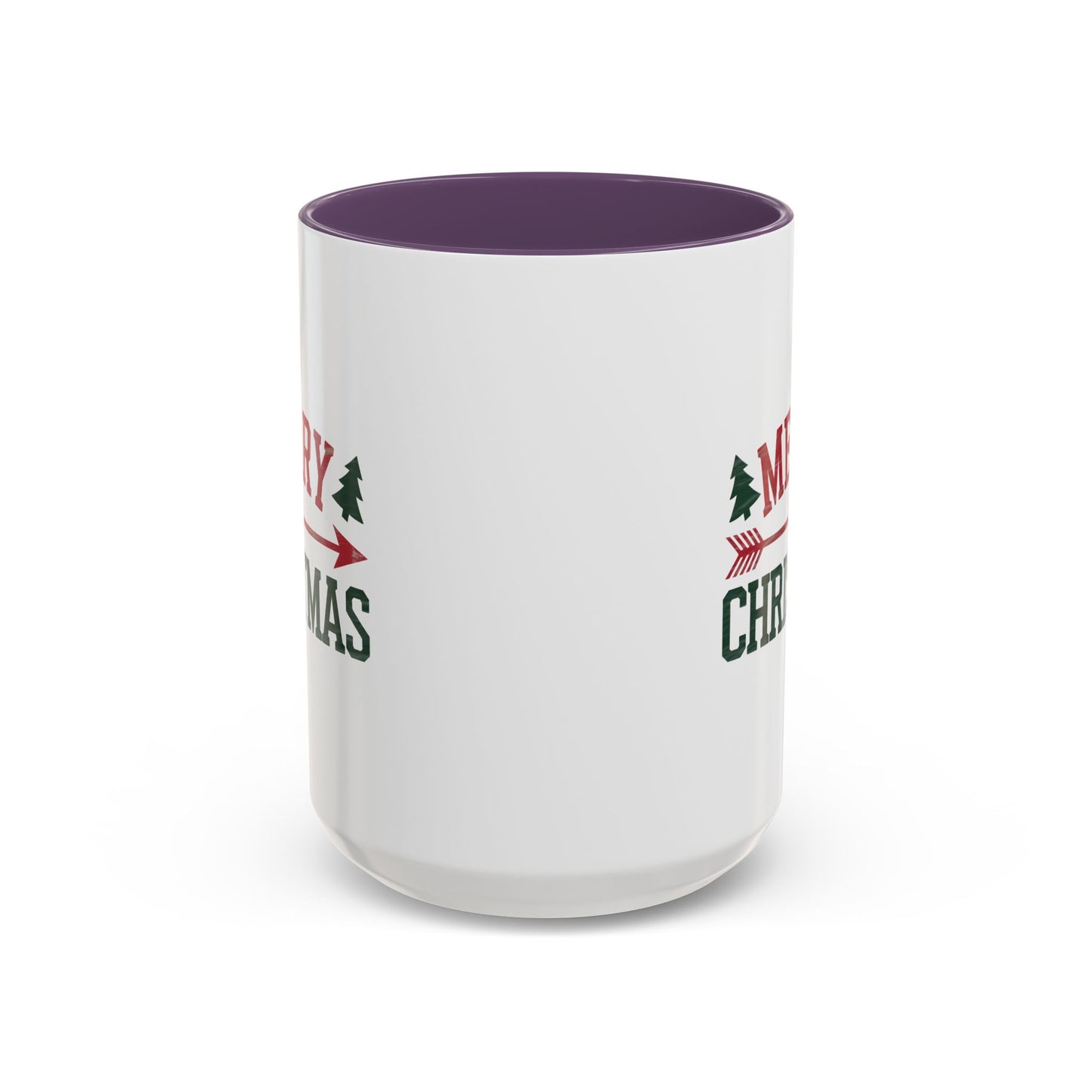 Christmas Mug - Merry Christmas Red & Green Text Heart Arrow Trees