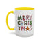 Christmas Mug - Merry Christmas Green Red & Gold Patterned Text
