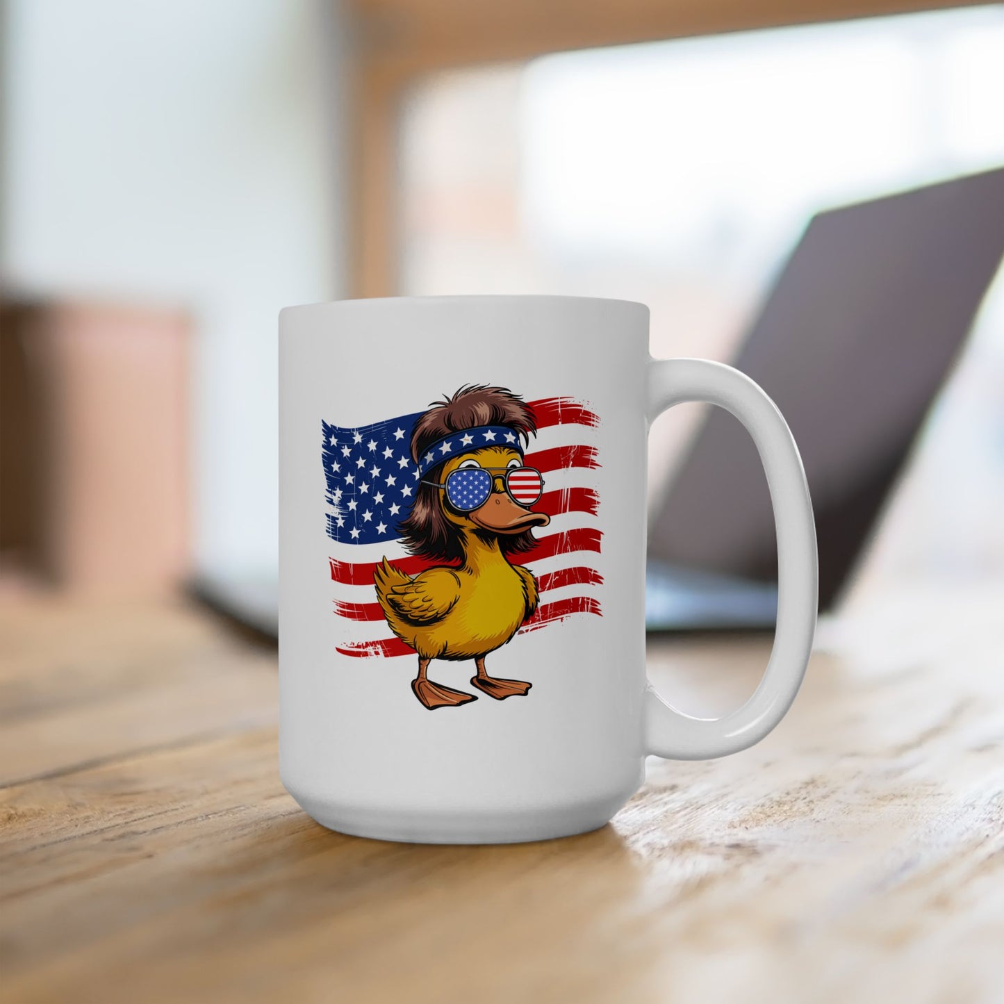 4th of July Mug - Patriotic Duck with Mullet