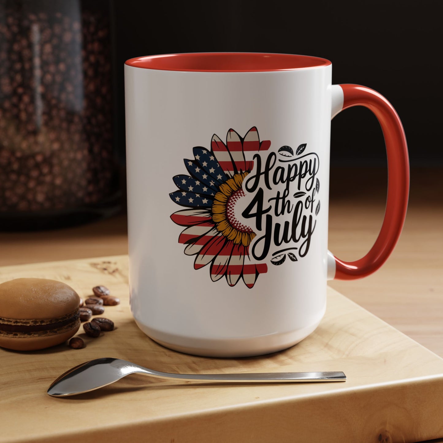 4th of July Mug - Happy 4th of July Sunflower USA Flag