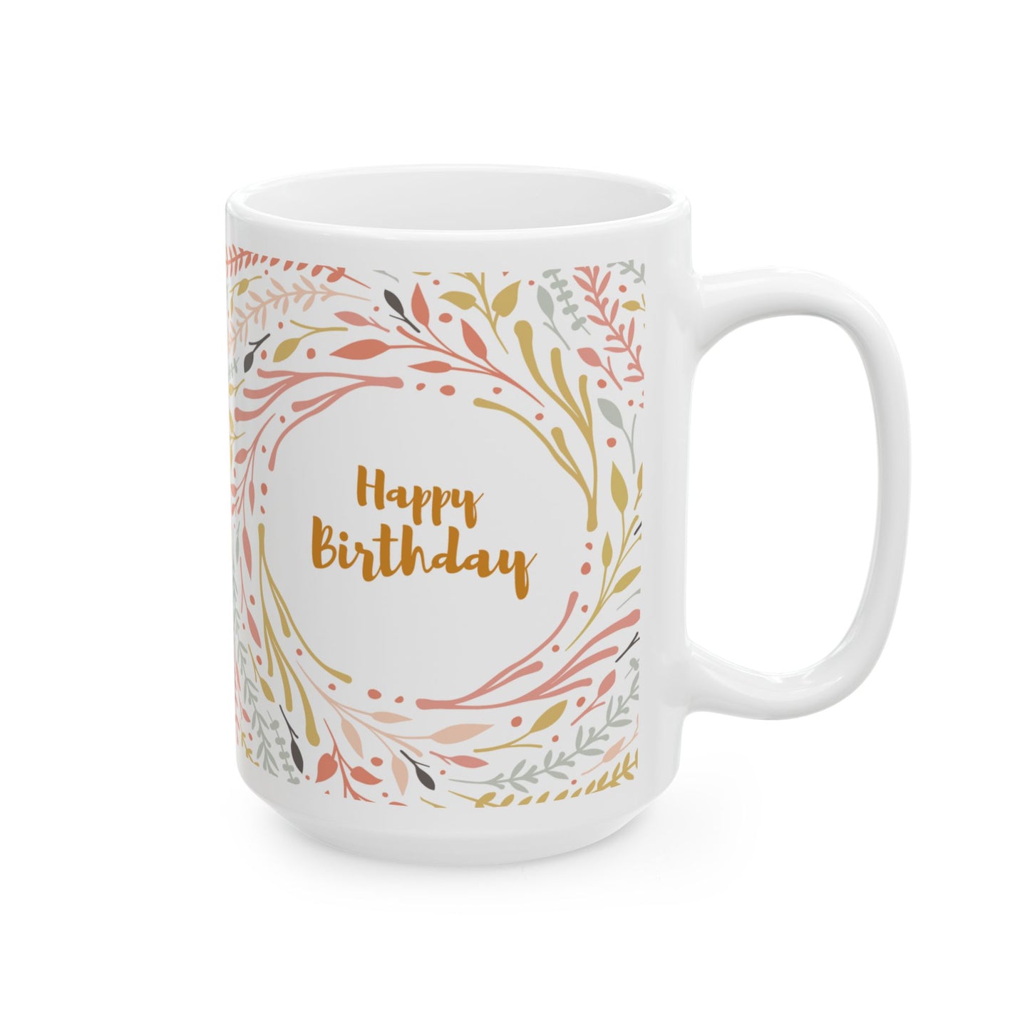 Birthday Mug - Happy Birthday Floral Circle