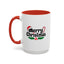 Christmas Mug - Merry Christmas Black Text Hat Cane Misletoe