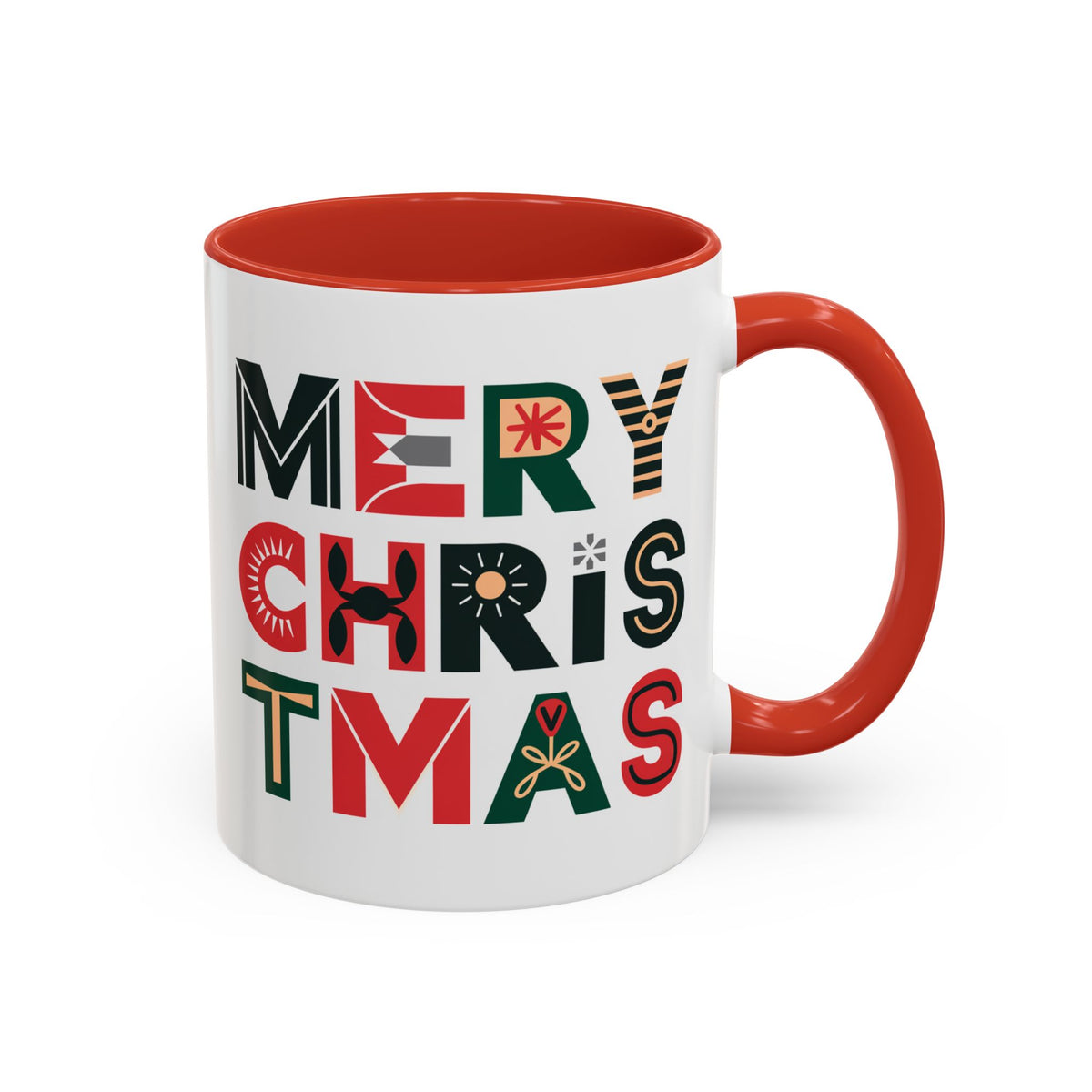 Christmas - Merry Christmas Black Red Green Patterned Text