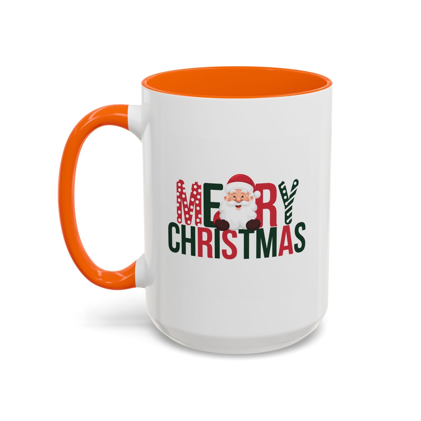 Christmas Mug - Merry Christmas Green & Red Text Santa