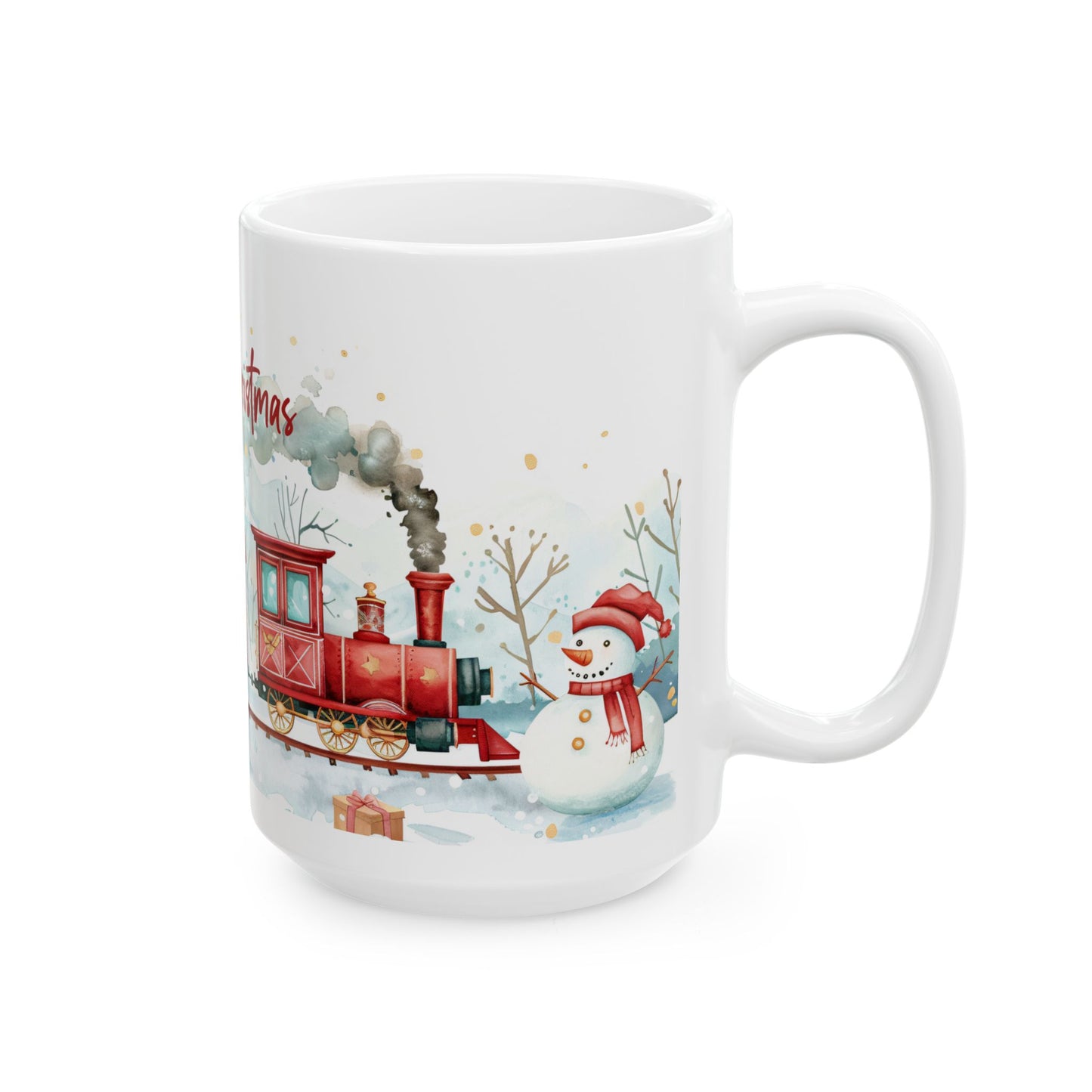 Christmas Mug - Merry Christmas Snowy Landscape Train