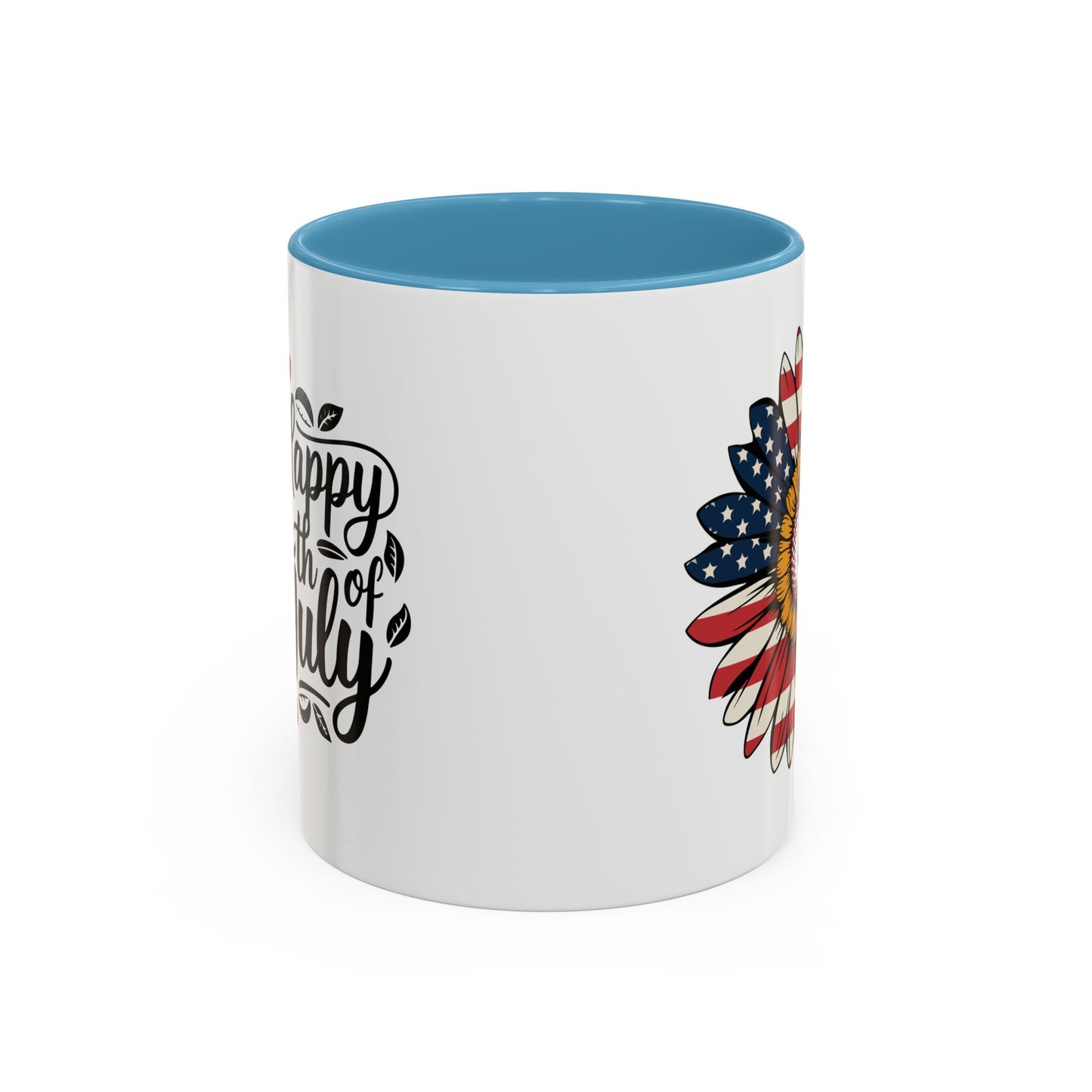4th of July Mug - Happy 4th of July Sunflower USA Flag