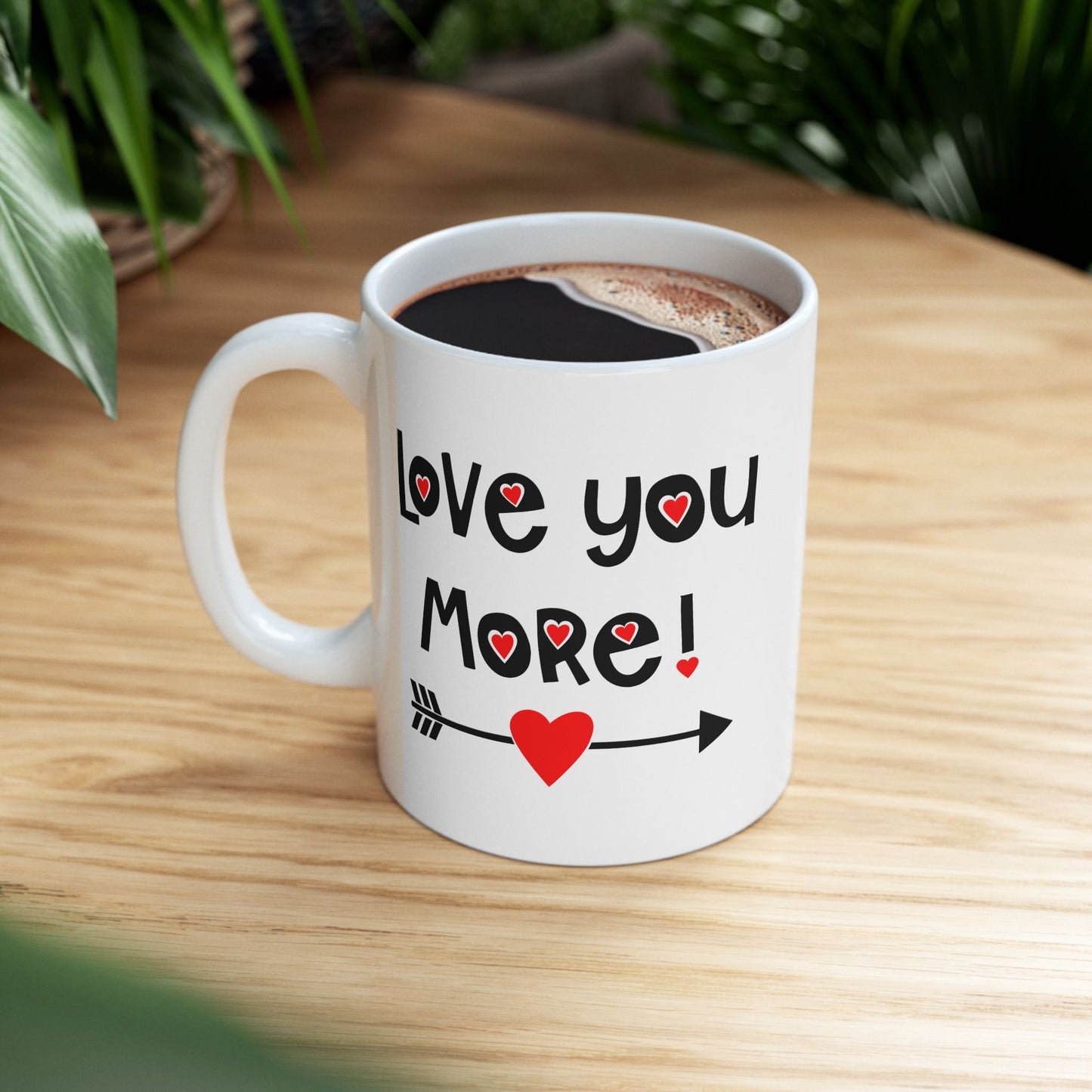 Valentine's Day Mug - Love You More Heart Arrow