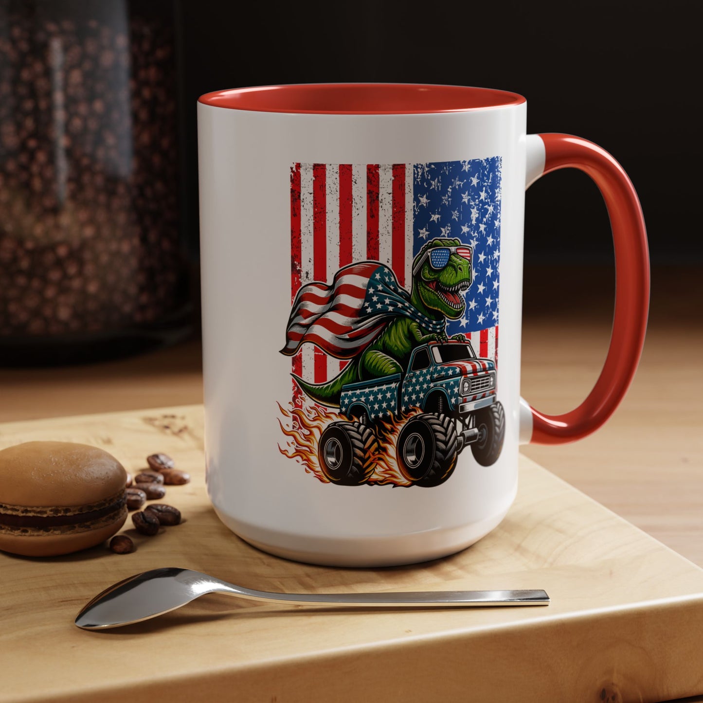 4th of July Mug - T Rex Riding Monster Truck