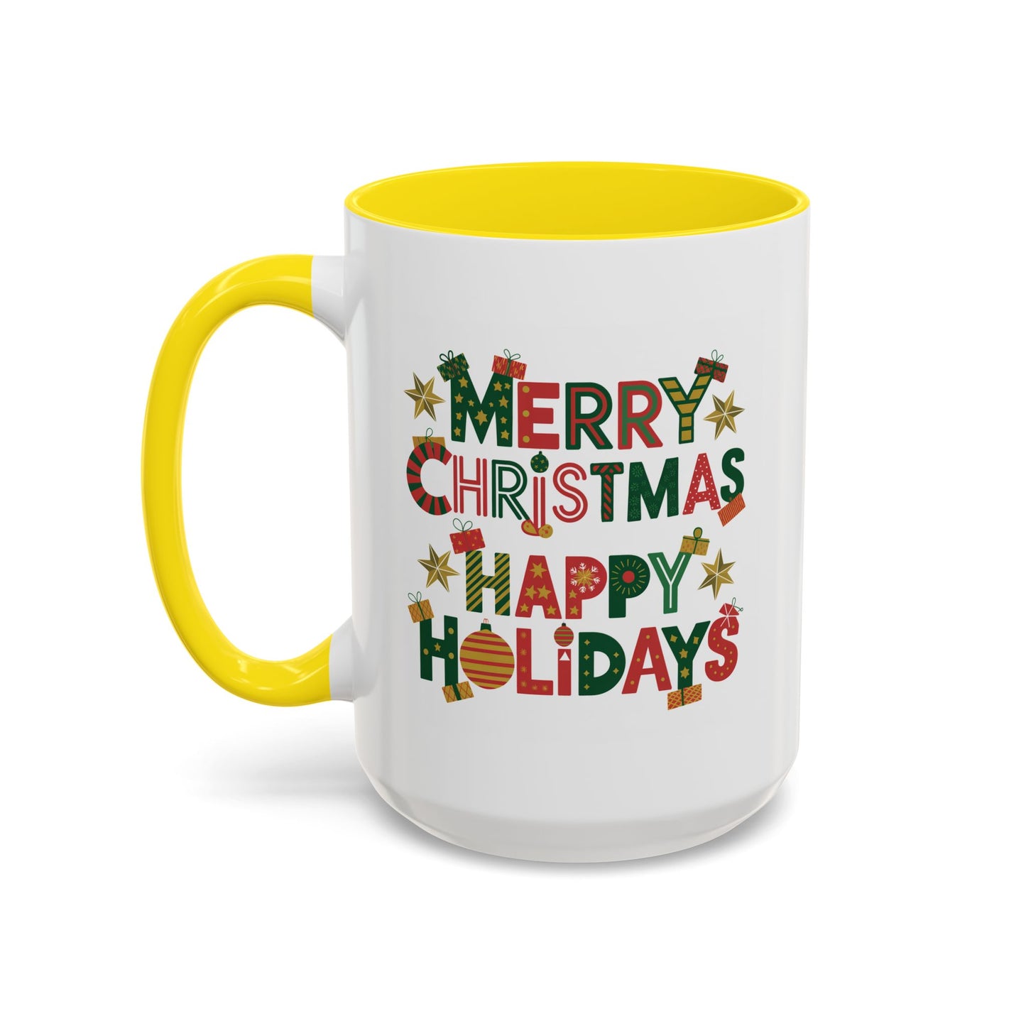 Christmas Mug - Merry Christmas Happy Holidays Decorative Text