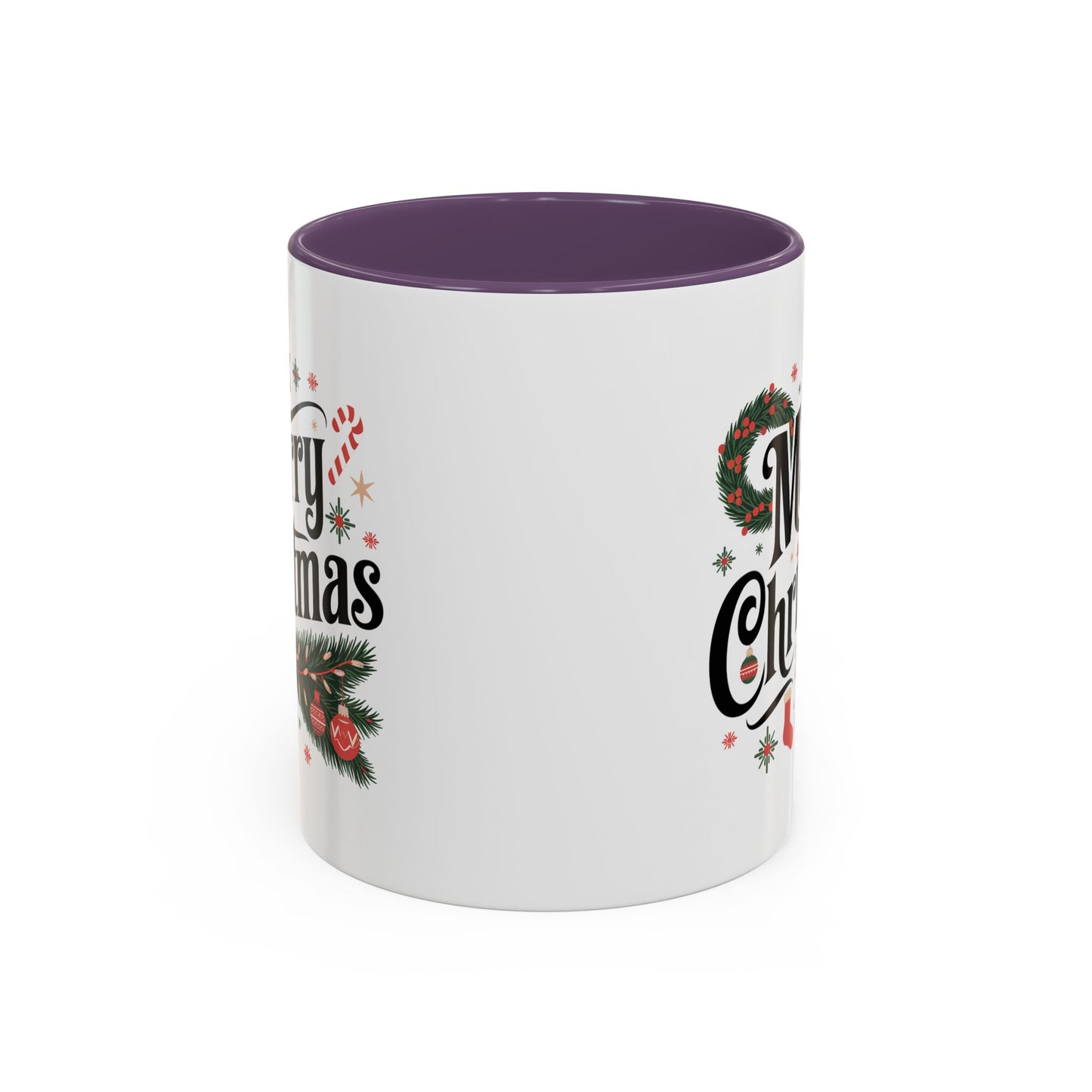 Christmas Mug - Merry Christmas Black Text Star Stocking Ornament Candy Cane