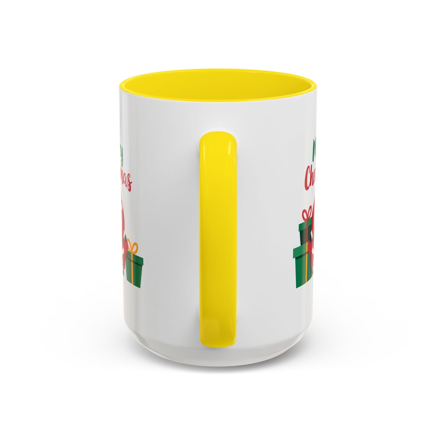 Christmas Mug - Merry Christmas Green & Red Text Santa Presents
