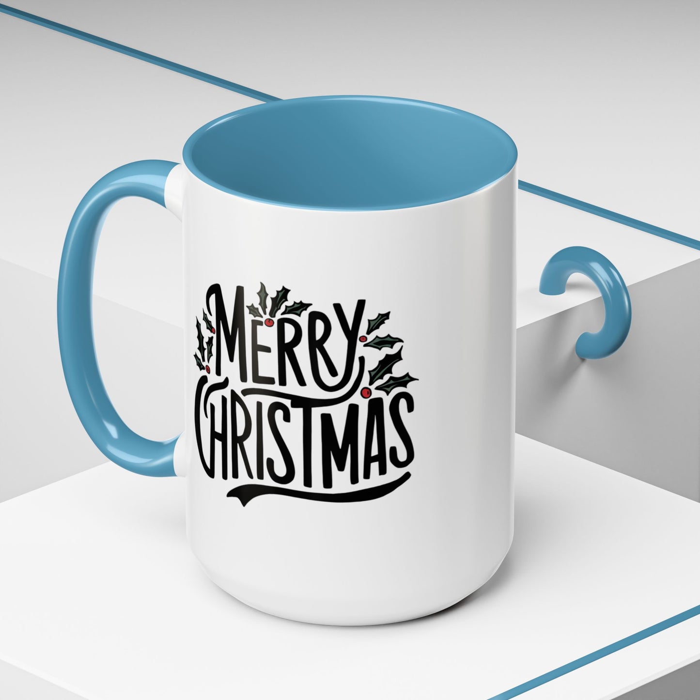 Christmas Mug - Merry Christmas Black Text Mistletoe
