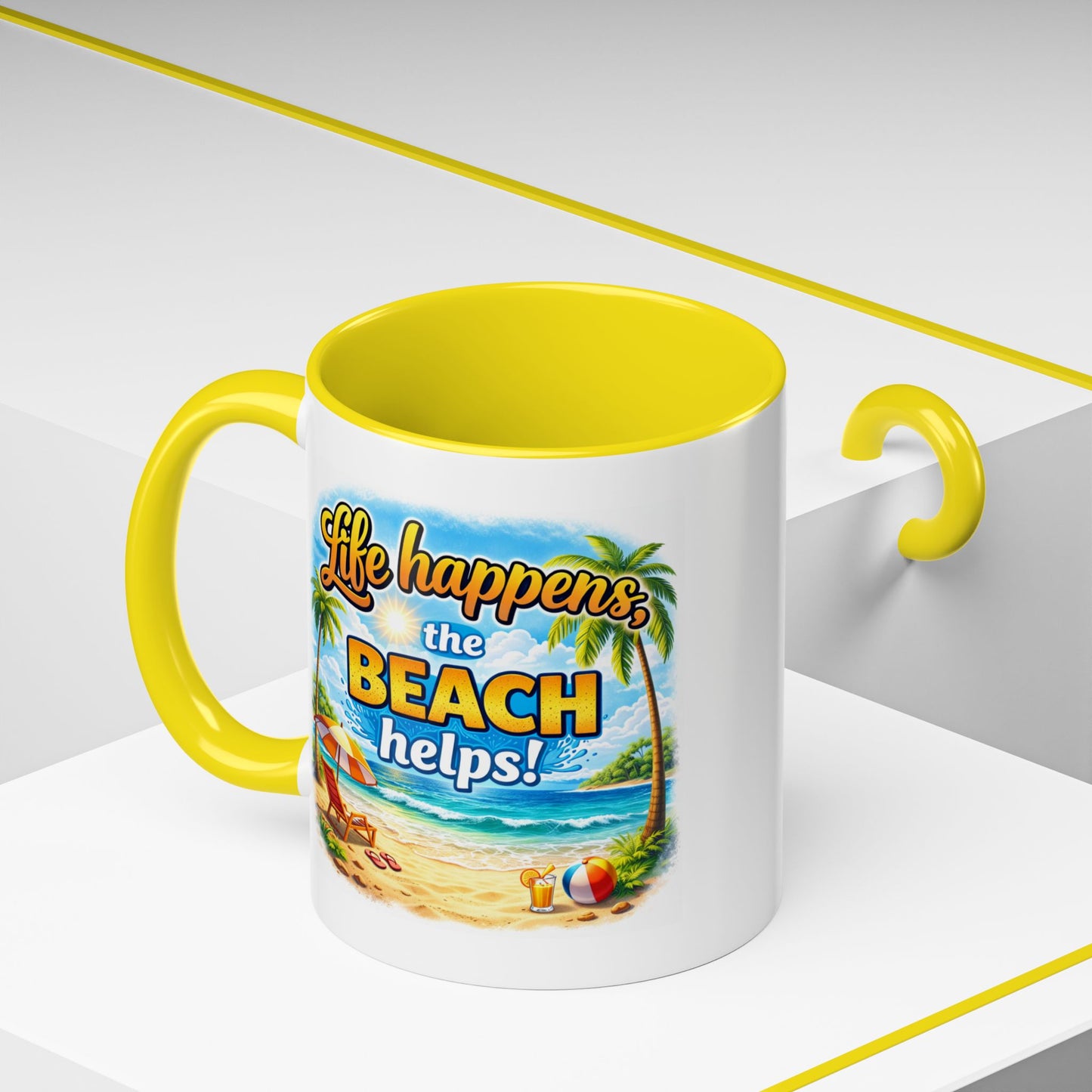Humor Mug - Life Happens the beach Helps