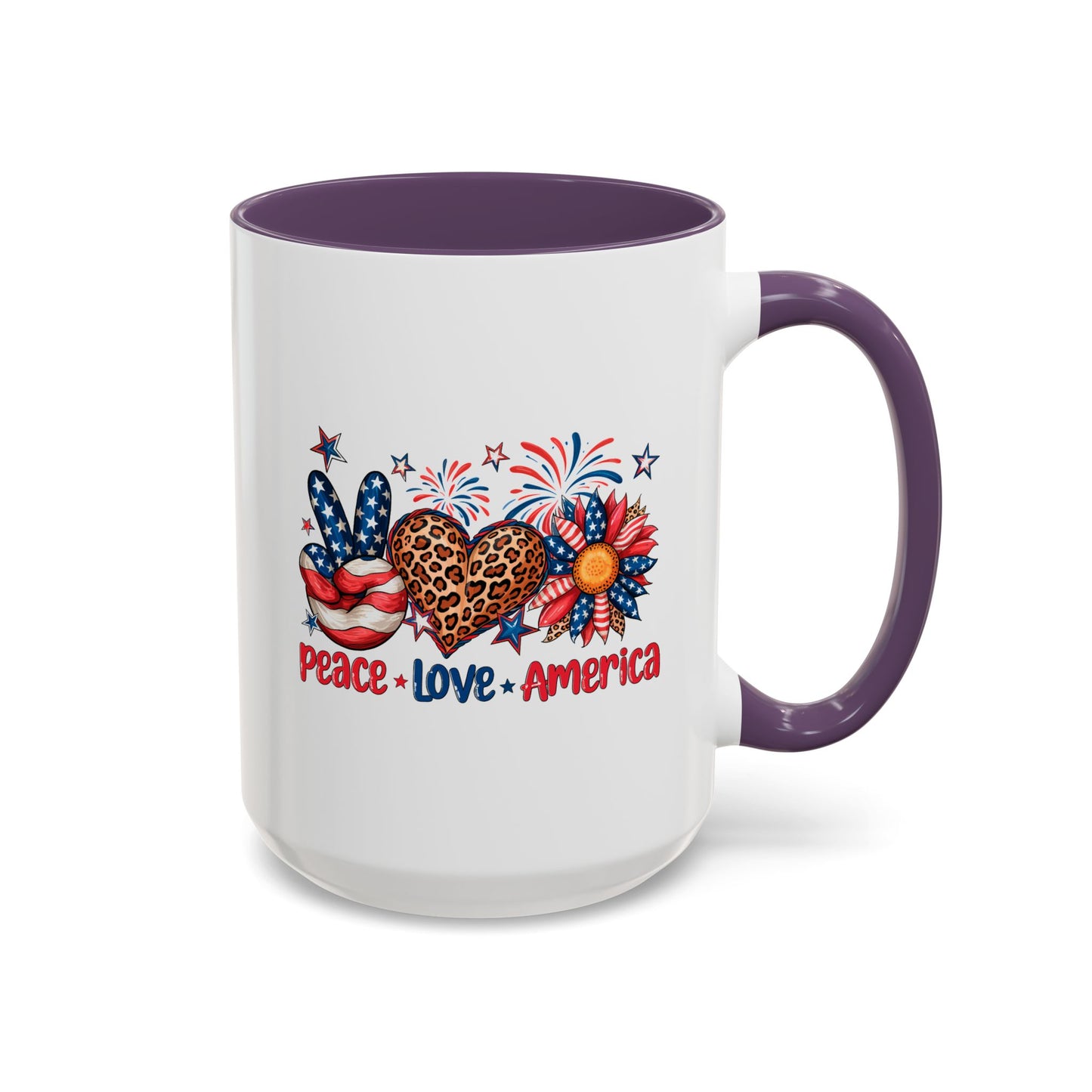 4th of July Mug - Peace Love America