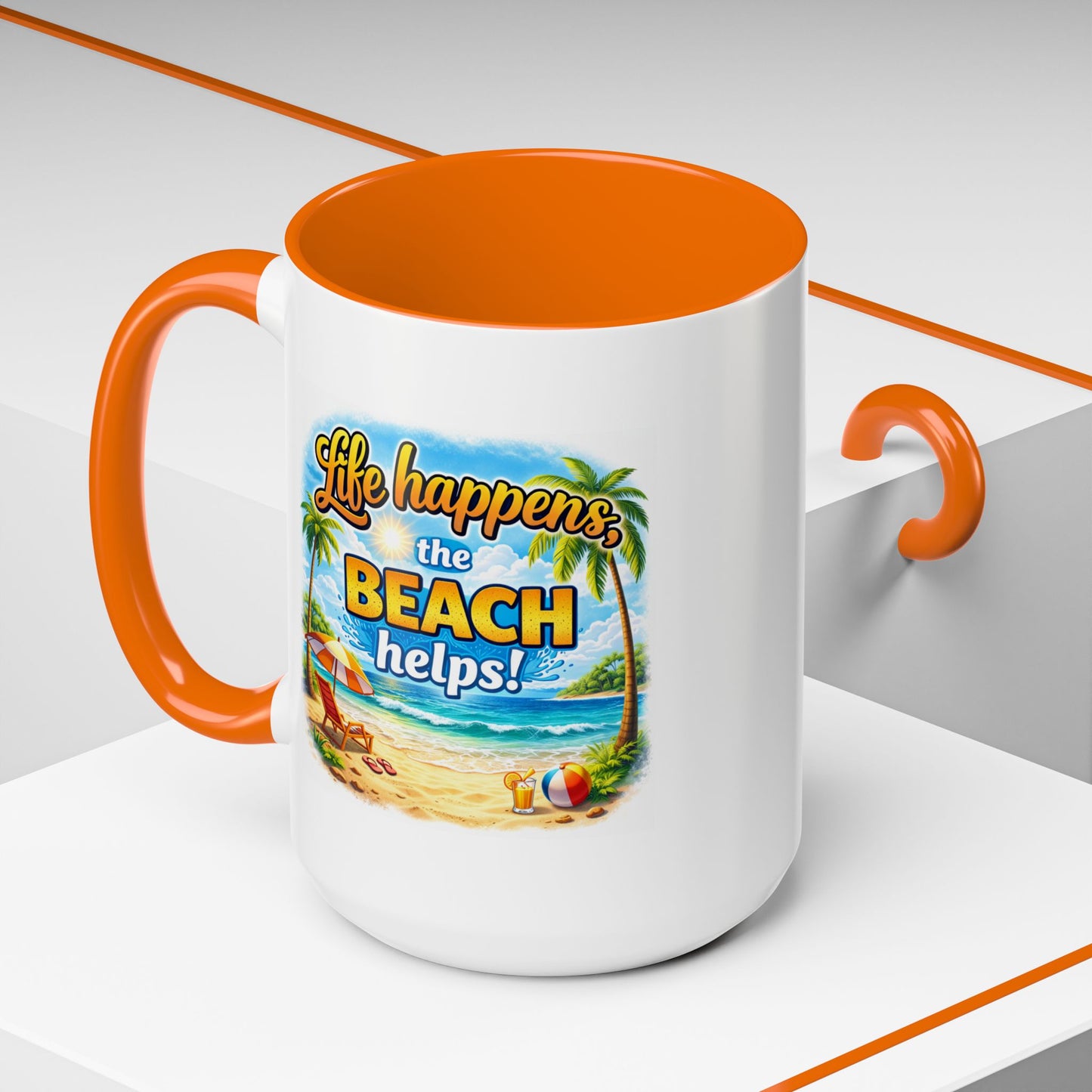 Humor Mug - Life Happens the beach Helps
