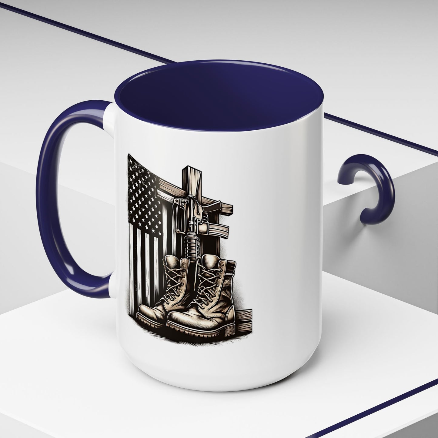 4th of July Mug - Fallen Soldier Boots Flag