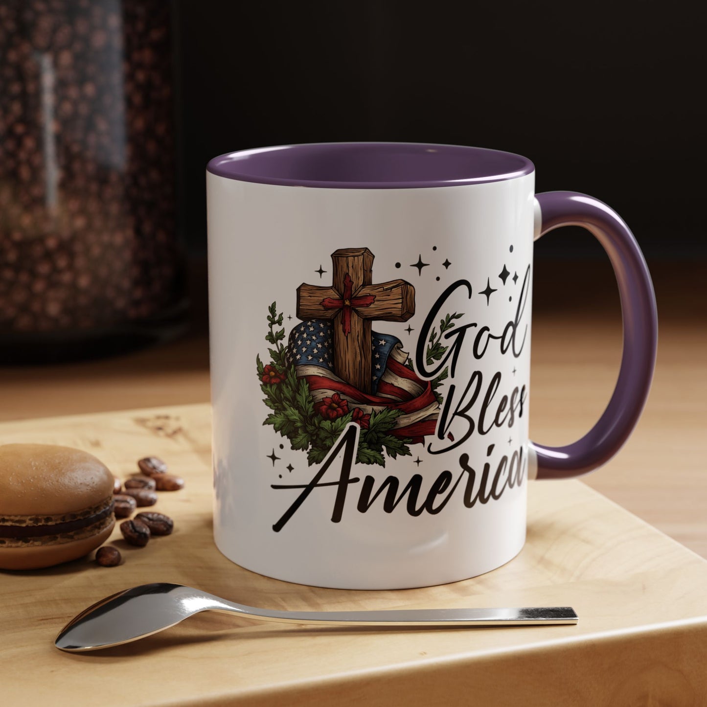 4th of July Mug - God Bless America Cross Flag