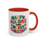 Christmas Mug - Happy Holidays and Merry Christmas Blue Green Yellow Red Text