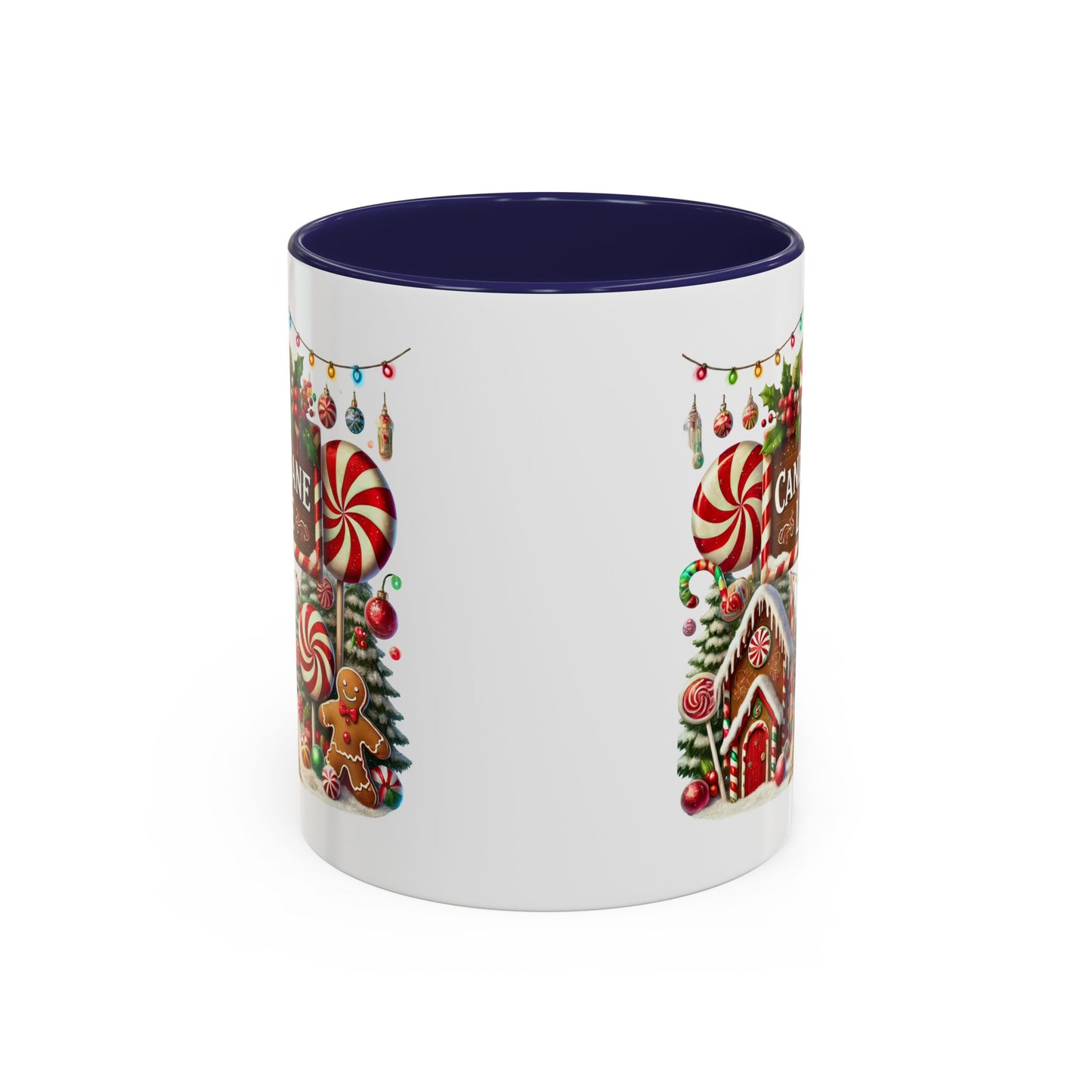 Christmas Mug - Candy Cane Lane White Text Ornaments Candy
