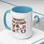 Christmas Mug - Red Green & Gold Text Reindeer Snowman Penguin