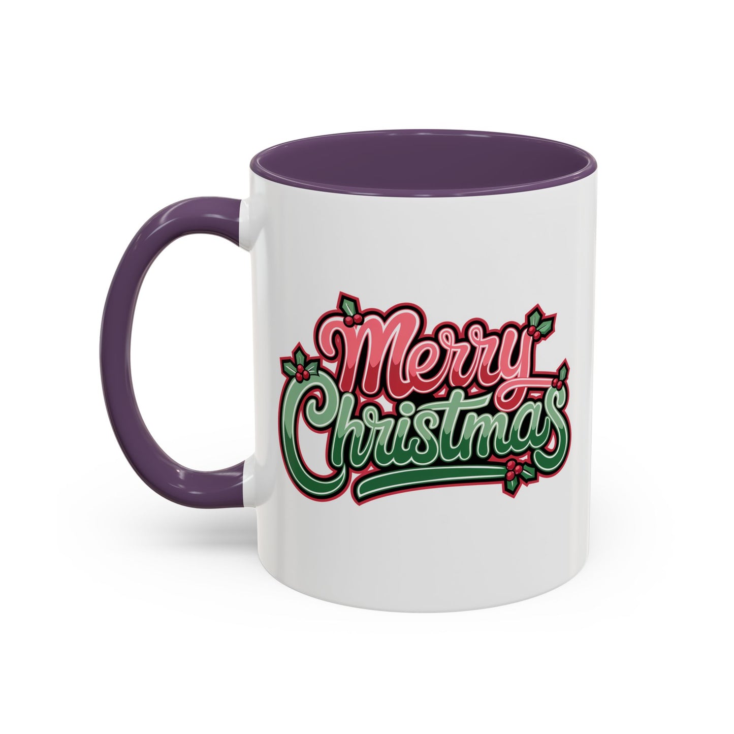 Christmas Mug - Merry Christmas Red & Green Text Mistletoe