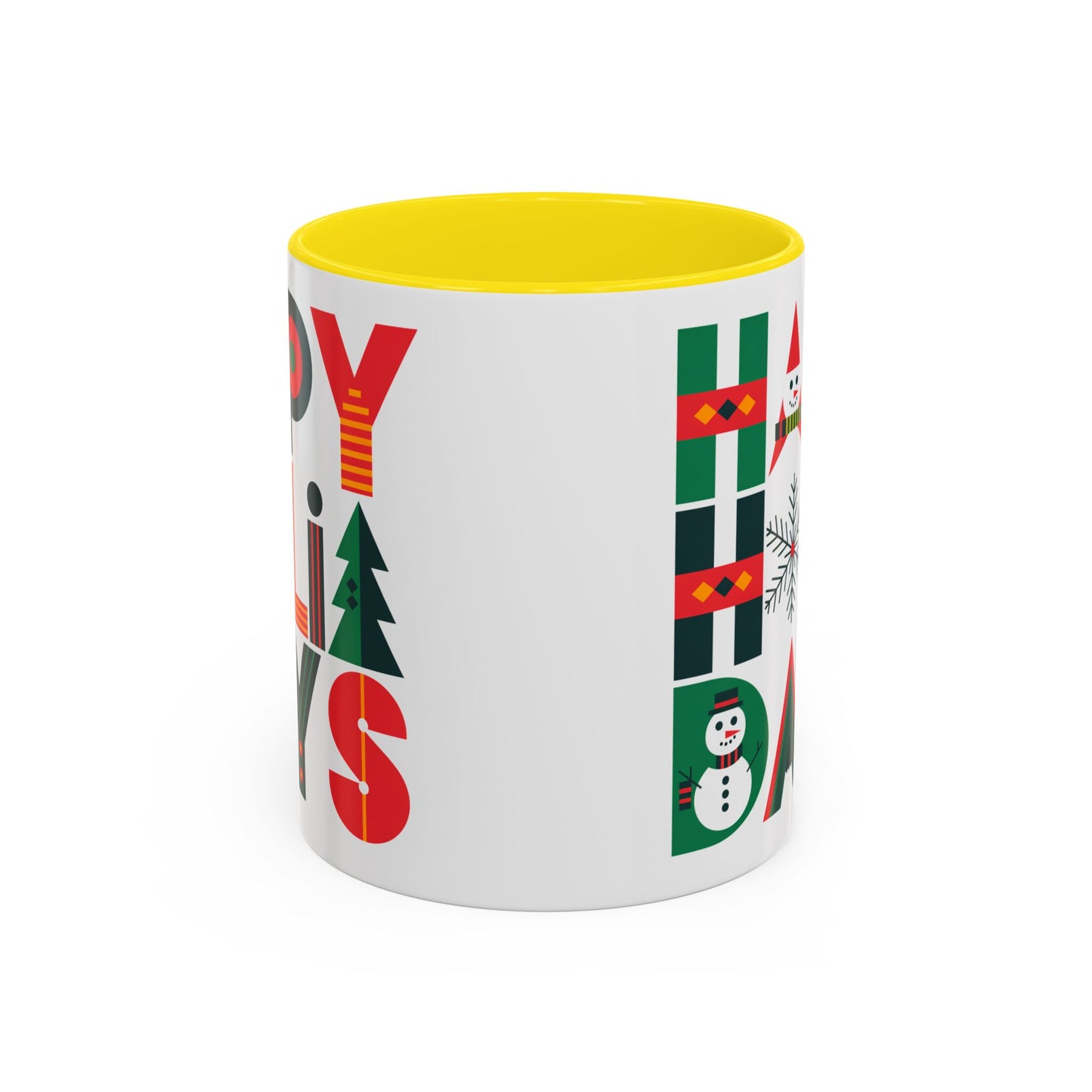 Christmas Mug - Happy Holidays Green Red & Blue Decorative Text