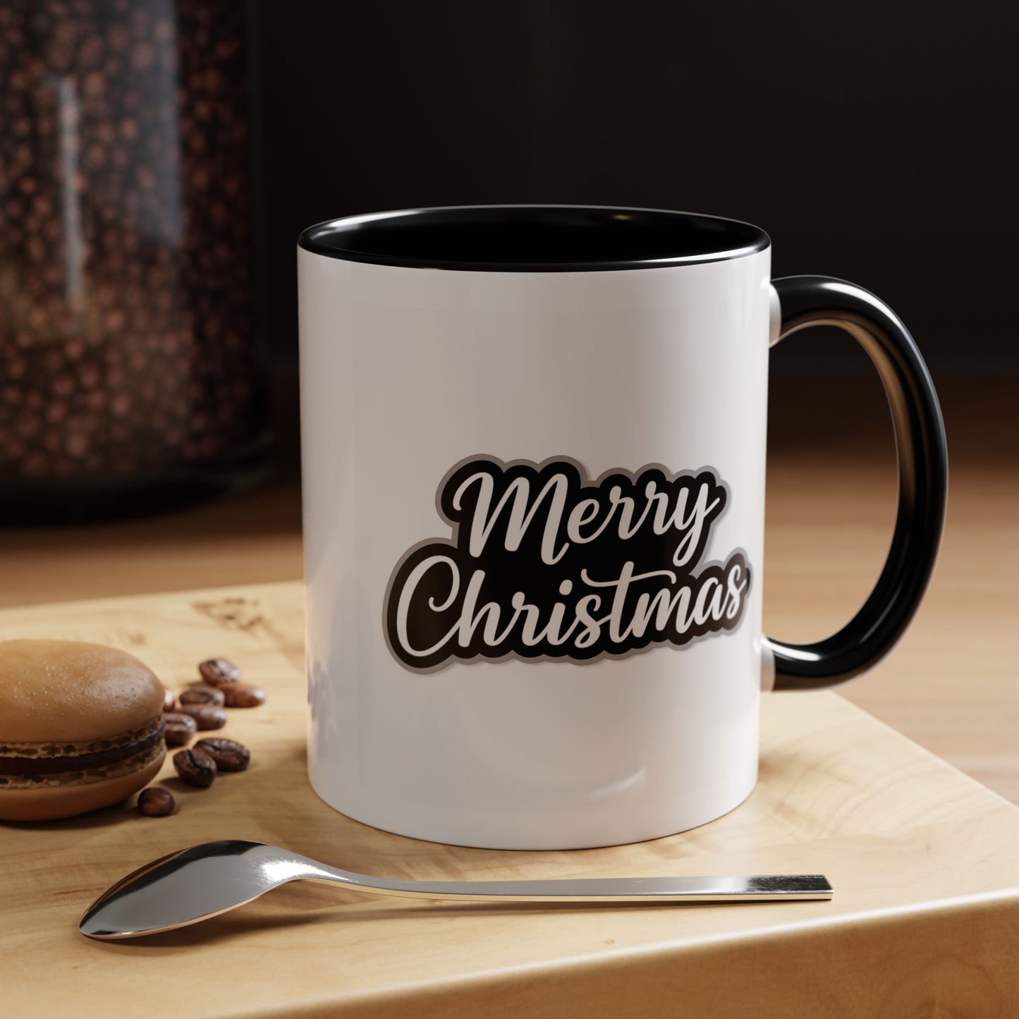 Christmas Mug - Merry Christmas White Black & Grey Text