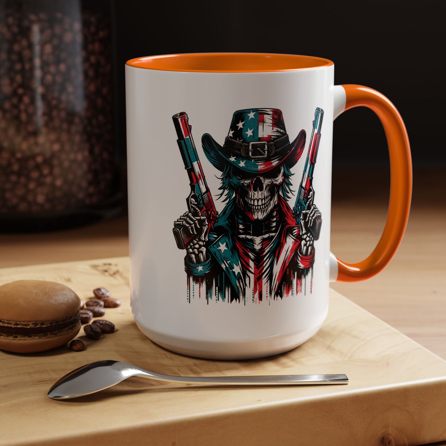 4th of July Mug - Skeleton with American Flag