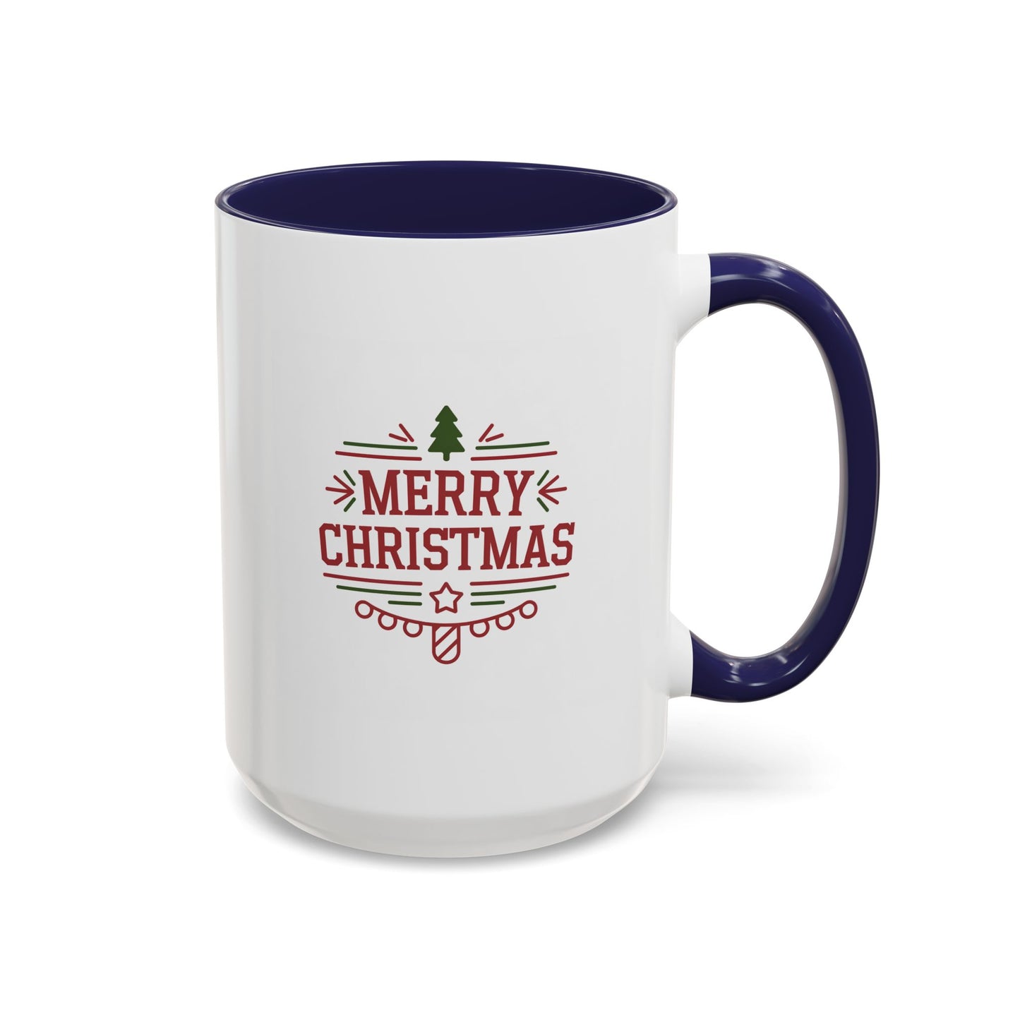 Christmas Mug - Merry Christmas Maroon Text Tree Star