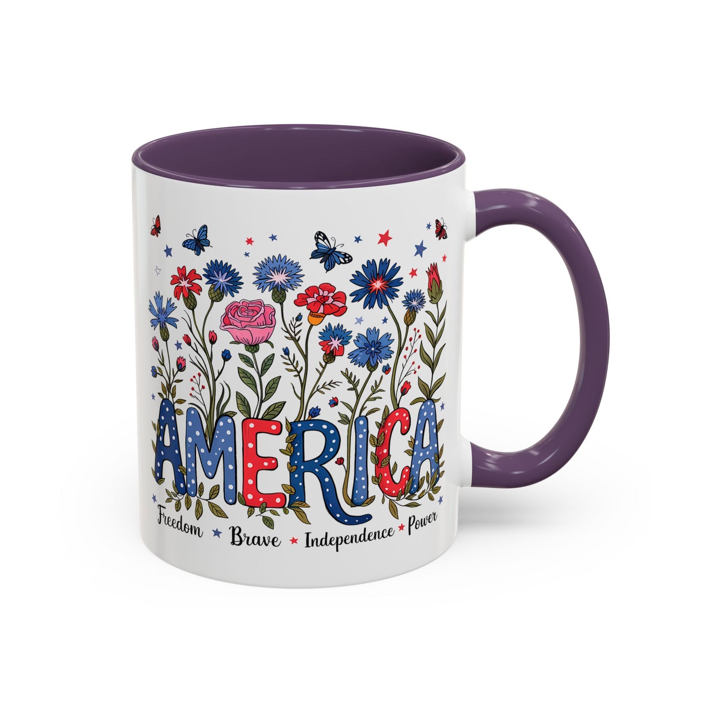 4th of July Mug - Floral America Patriotic