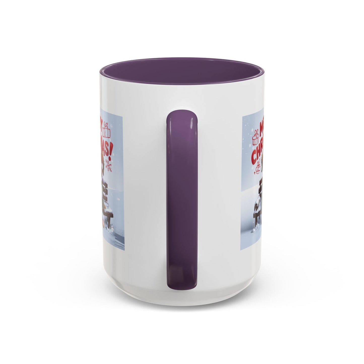 Christmas Mug - Merry Christmas Red Text Puppy Green Top 2