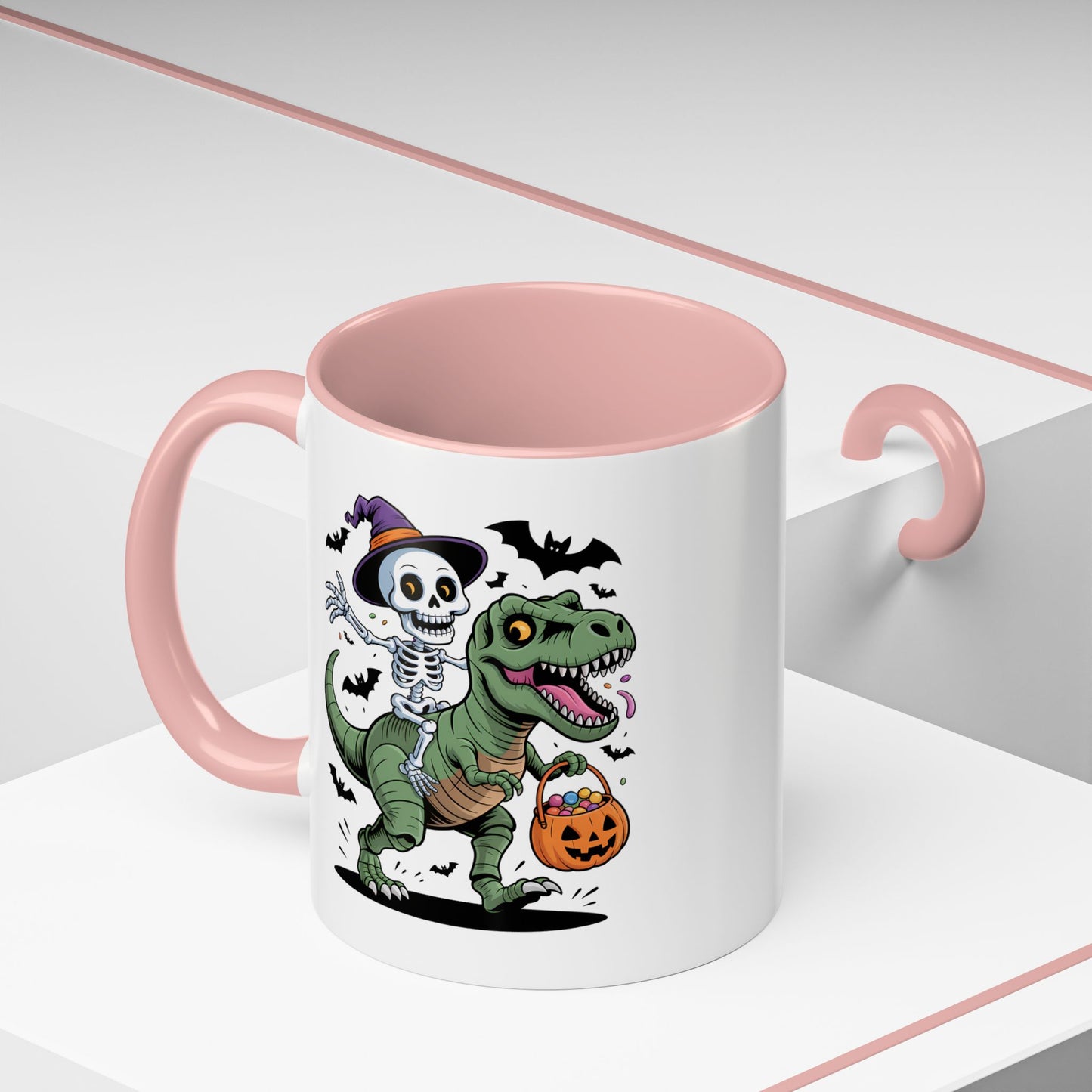 Halloween Mug - Skeleton Riding Dinosaur