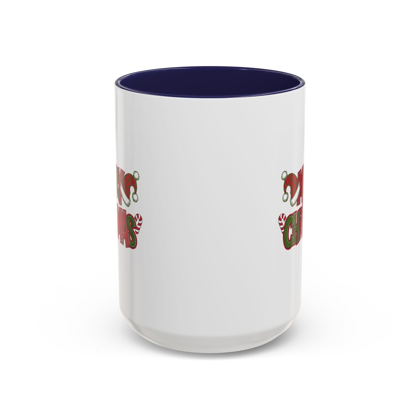 Christmas Mug - Merry Christmas Red & Green Text Hats Candy Canes
